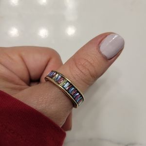 Kendra Scott ring, size 8, multicolored crystal & gold band
